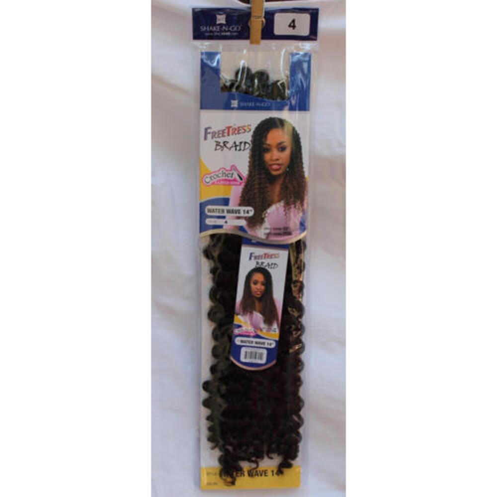 SHAKE-N-GO FREETRESS BRAID COLOR 4 DARK BROWN WATER WAVE 14" BUY MORE & SAVE